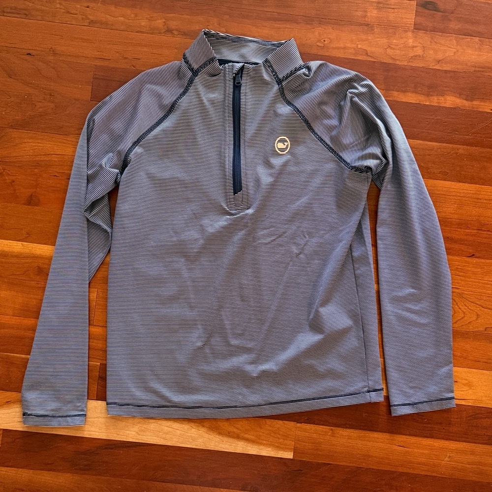 Quarter-Zip Performance Pullover - Slate Blue Stripe